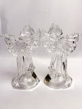 Marquis Waterford Crystal Angel Vintage Candleholders Set of Two Germany 4"